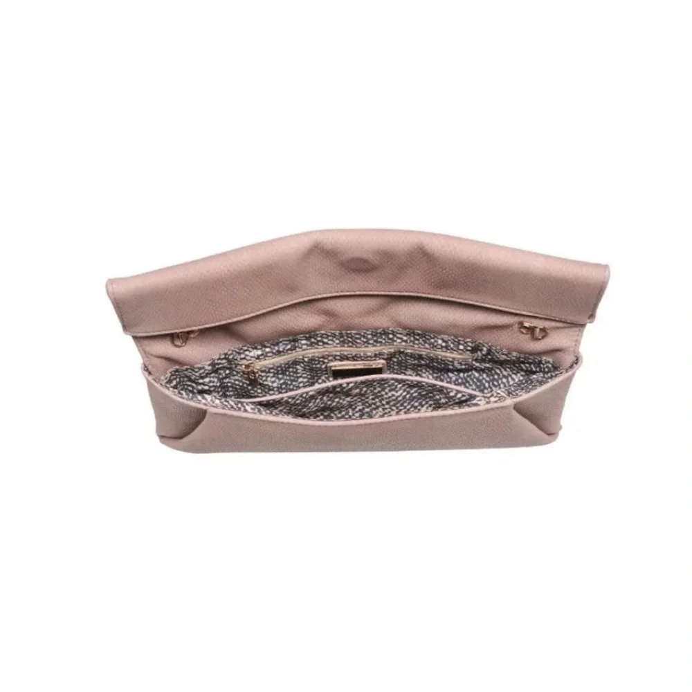 Elegant Blush Pink Clutch with Gold Chain
